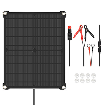 A Renogy 16W Solar Battery Trickle Charge Maintainer